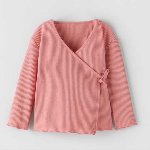Zara Kimono Style Dusty Pink Girl’s Crossover Top Size 3T NWOT - Picture 8 of 8